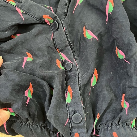 Marc By Mace Jacobs Silk Navy And Bird Graphic Swim Coverup Romper - Picture 6 of 9